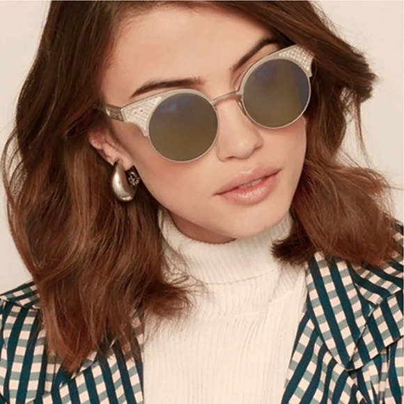 BOTTEGA VENETA BV0113S 002 SILVER METAL BROWN ROUNDED CAT EYE SUNGLASSES. 49 mm main image 13